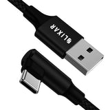 Olixar 1.5m USB-C Right Angled Braided Cable - Black (PE-0138)