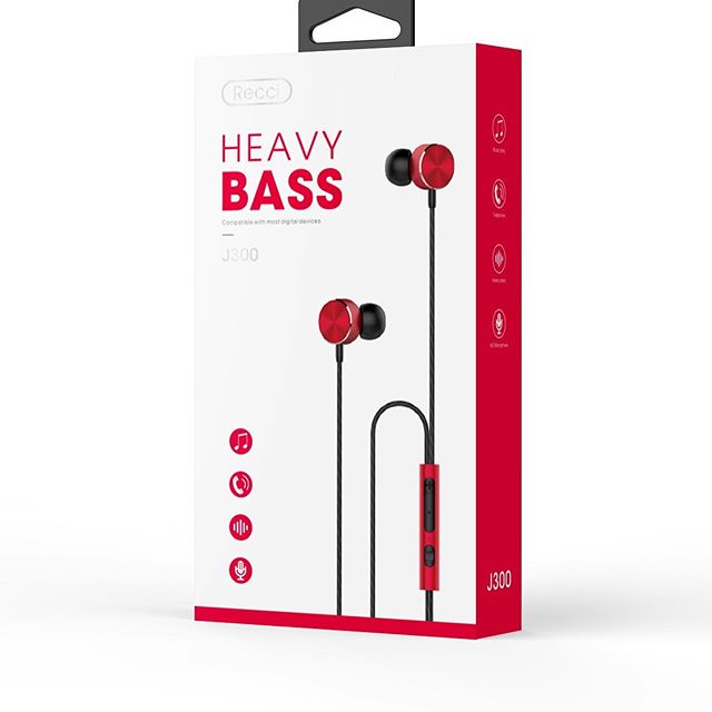 Recci J300 3.5Mm Hd Sound-Noise Cancellation-High Bass Earphone (Black) (Retail Packaging) (PE-0167)